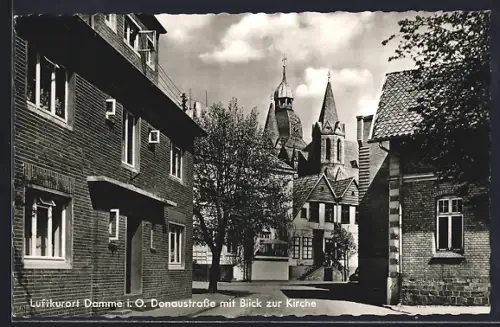 AK Damme i. O., Donaustrasse, Blick zur Kirche