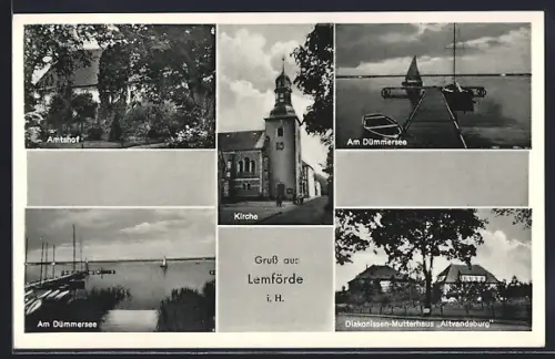 AK Lemförde i. H., Amtshof, Kirche, Diakonissen-Mutterhaus Altvandsburg, Dümmersee