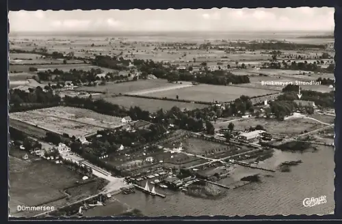 AK Lembruch /Dümmersee, Ortsansicht mit Gasthaus Brinkmeyers Strandlust, Luftaufnahme