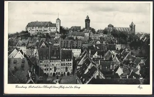 AK Nürnberg, Altstadt, Dürerplatz mit Burg