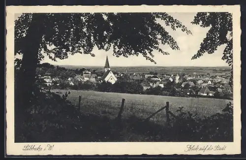 AK Lübbecke i. W., Blick auf die Stadt, Kirche, Ortsansicht