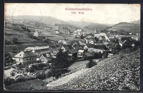 AK Kleinschmalkalden /Thür. Wald, Ortsansicht mit Kirche