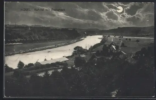 AK Hügel, Ruhrtal mit Bootshaus