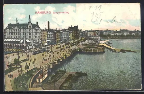AK Hamburg-Neustadt, Stadtleben am Jungfernstieg