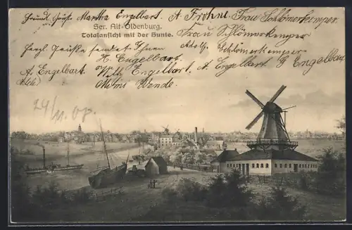 AK Alt-Oldenburg, Totalansicht mit der Hunte