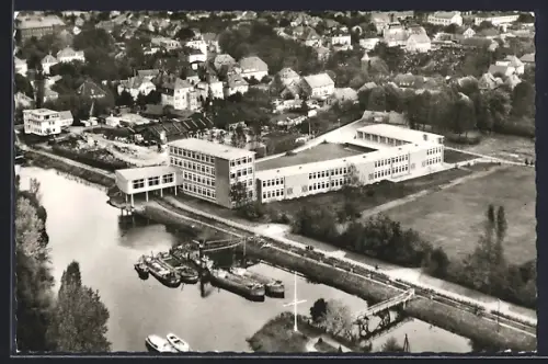 AK Oldenburg /O., Mittelschule Osternburg aus der Vogelschau