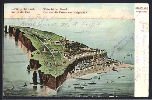 AK Helgoland, Panorama, Fliegeraufnahme