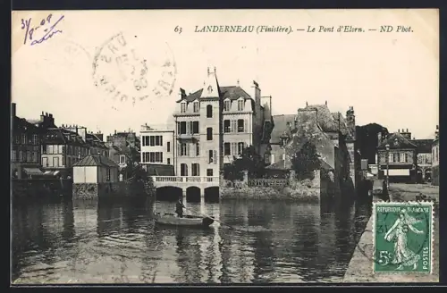 AK Landerneau /Finistère, Le Pont d`Elorn et vue sur la rivière