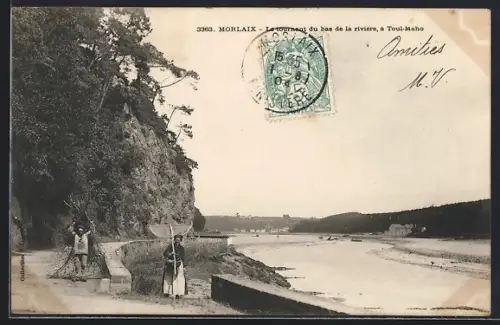 AK Morlaix, Le tournant du bas de la rivière, à Toul-Mahe