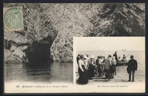 AK Morgat, L`Entrée de la Grande Grotte et un départ pour les grottes