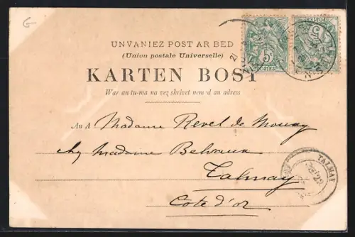 AK Île d`Ouessant, Le Port avec bateaux amarrés et vue sur l`entrée du port