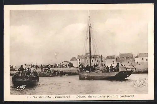 AK Île-de-Sein, Départ du courrier pour le continent