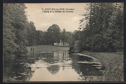 AK Saint-Pol-de-Léon /Finistère, L`Étang et le Château de Kersévézec