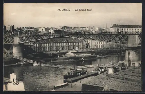 AK Brest, Le Grand Pont et vue sur la ville