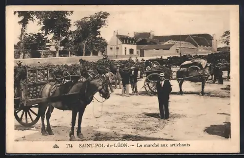 AK Saint-Pol-de-Léon, Le marché aux artichauts