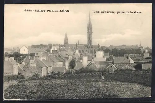 AK Saint-Pol-de-Léon, Vue générale prise de la gare