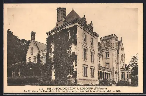 AK Roscoff, Le Château de Kersaliou à M. le Comte de Beaufout, vue d`ensemble