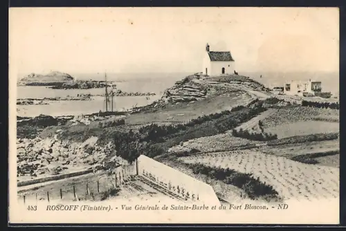 AK Roscoff /Finistère, Vue générale de Sainte-Barbe et du Fort Bloscon