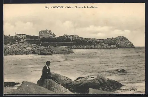 AK Roscoff, Baie et Château de Landivinec avec vue sur la mer et les rochers