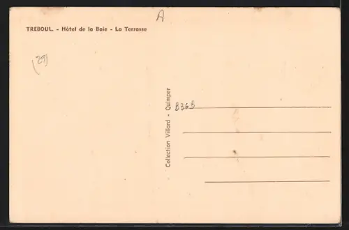 AK Tréboul, Hôtel de la Baie, La Terrasse avec vue sur la mer et bateaux