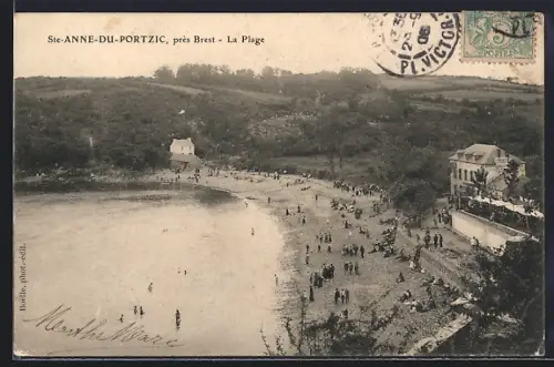 AK Sainte-Anne-du-Portzic, La Plage à proximité de Brest avec baigneurs et promeneurs