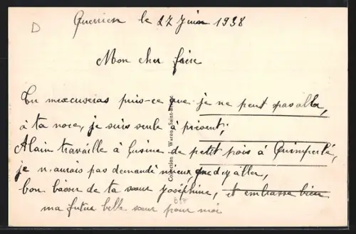 AK Querrien, Le Castel-Fleurs avec ses jardins élégants et portail en fer forgé