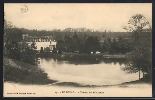 AK Le Pouldu, Château de St-Maurice et son étang paisible