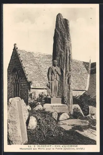 AK Plozévet, Monument aux Morts pour la Patrie, Quillivic, sculpteur