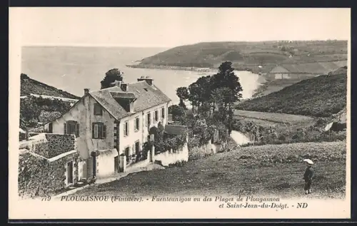 AK Plougasnou /Finistère, Plages de Plougasnou et Saint-Jean-du-Doigt, vue de la campagne et de la mer