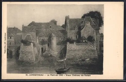 AK Landerneau, Le Pont en 1890, Vieux Château de Rohan