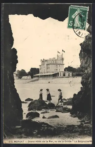 AK Morgat, Grand Hôtel de la Mer, vu de la Grotte La Baignoire