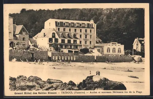 AK Tréboul /Finistère, Grand Hôtel des Sables Blancs vu de la plage