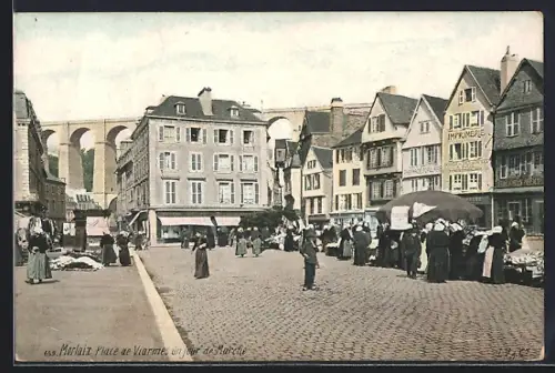 AK Morlaix, Place de Viarmes, un jour de marché