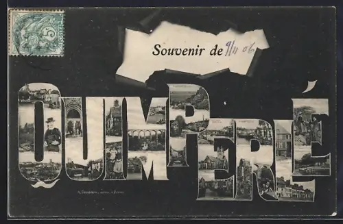 AK Quimperlé, Souvenir avec collages de vues locales