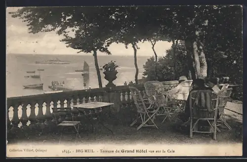 AK Beg Meil, Terrasse du Grand Hôtel vue sur la Cale