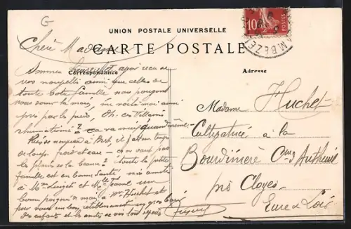 AK Kerhuon, La Plage avec une charrette devant l`auberge des pêcheurs