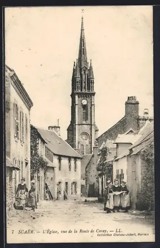AK Scaër, L`Église, vue de la Route de Coray