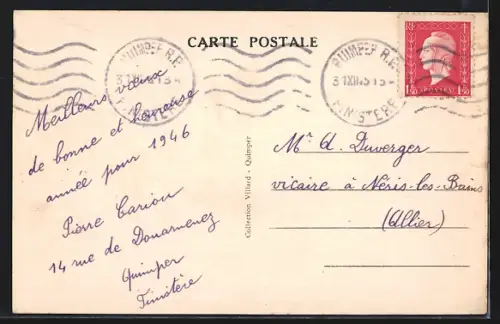 AK Quimper, La Rue de Douarnenez avec vue sur le clocher de l`église