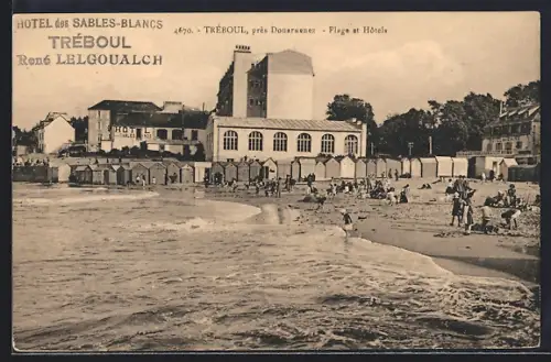 AK Tréboul, Plage et Hôtels des Sables-Blancs avec cabines de bain