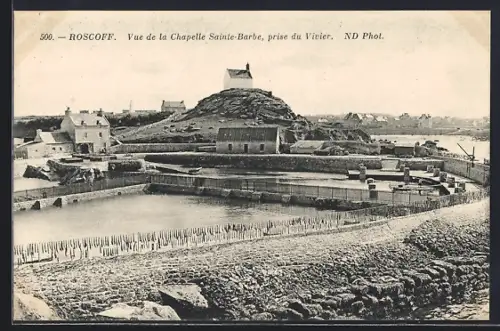AK Roscoff, Vue de la Chapelle Sainte-Barbe, prise du Vivier