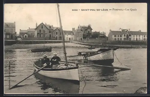 AK Saint-Pol-de-Léon /Pempoul, Les quais avec bateaux amarrés