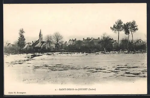 AK Saint-Denis-de-Jouhet /Indre, Vue du village et paysage enneigé