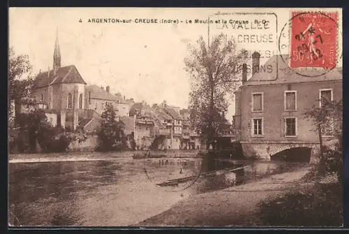 AK Argenton-sur-Creuse /Indre, Le Moulin et la Creuse