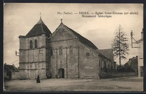 AK Déols /Indre, Église Saint-Étienne, XIe siècle, Monument historique