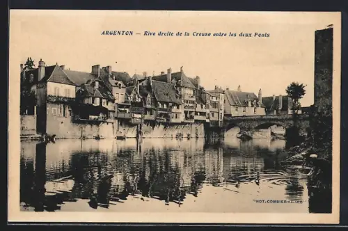 AK Argenton, Rive droite de la Creuse entre les deux Ponts