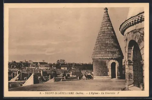 AK Neuvy-Saint-Sépulchre /Indre, L`Église, La Tourelle