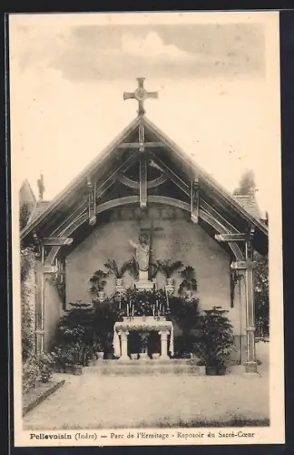 AK Pellevoisin /Indre, Parc de l`Ermitage, Reposoir du Sacré-Coeur