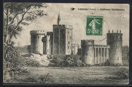 AK Lignac /Indre, Château Guillaume et ses tours majestueuses