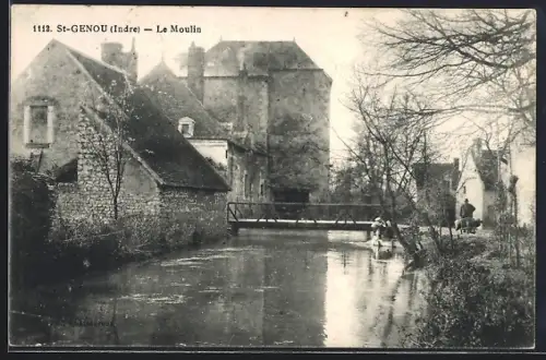 AK St-Genou /Indre, Le Moulin et le pont sur la rivière