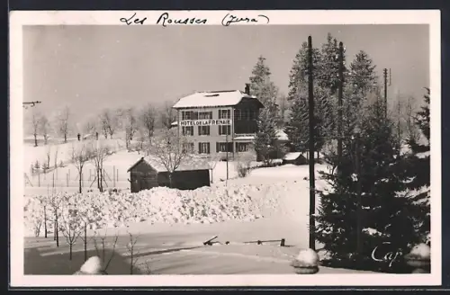AK Les Rousses /Haut-Jura, Hôtel de la France en hiver avec neige et sapins